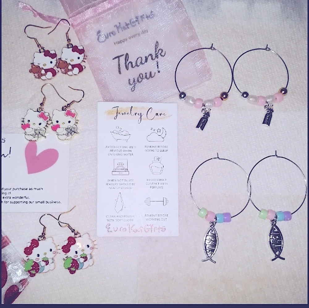 Handmade Jesus Fish Charm beaded Hoop Earrings Med sized Silver Stainless NEW